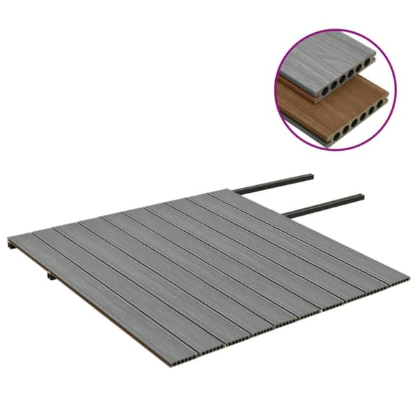 WPC-golvplattor med tillbehör brun och grå 20 m² 2,2 m