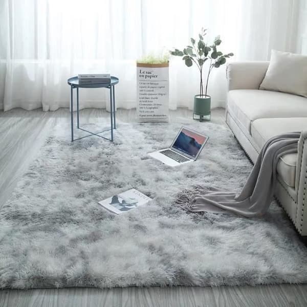 Shaggy Matta, Enkel Modern Fluffy Vardagsrum Sovrum Ultra Mjuk mikrofiber - Ljusgrå-140*200cm-YOLISTAR