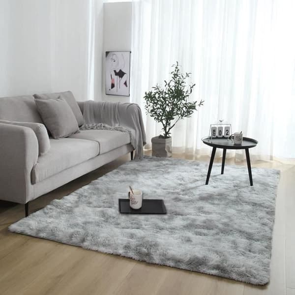 Shaggy Matta, Enkel Modern Fluffy Vardagsrum Sovrum Ultra Mjuk mikrofiber - Ljusgrå-160*230cm-YOLISTAR