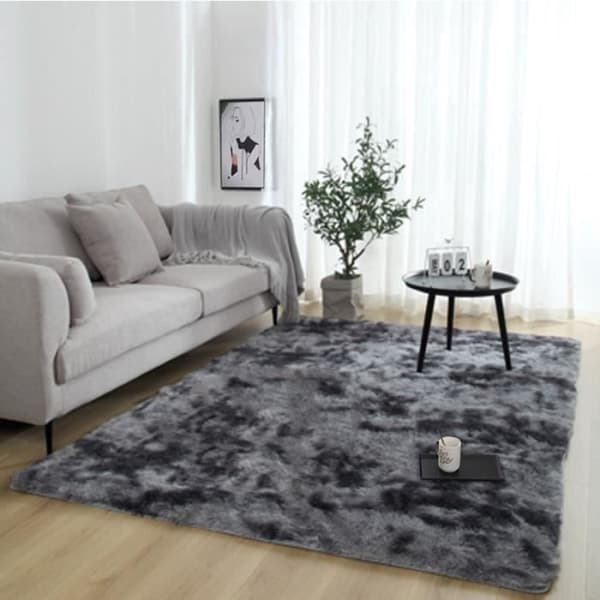 Shaggy Matta, Enkel Modern Fluffy Vardagsrum Sovrum Ultra Mjuk mikrofiber - Mörkgrå-160*230cm-YOLISTAR