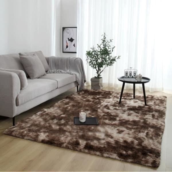 Shaggy matta, enkelt modernt fluffigt vardagsrum sovrum ultramjuk mikrofiber - kaffe färg-80*160cm-YOLISTAR