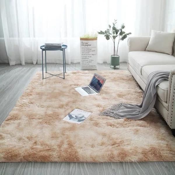 Shaggy matta, enkelt modernt fluffigt vardagsrum sovrum ultramjuk mikrofiber - krämfärg-120*200cm-YOLISTAR