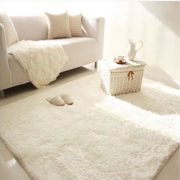 Shaggy White vardagsrumsmatta - Trendig - 160 x 230 cm - Syntet - Mjuk och ekologisk