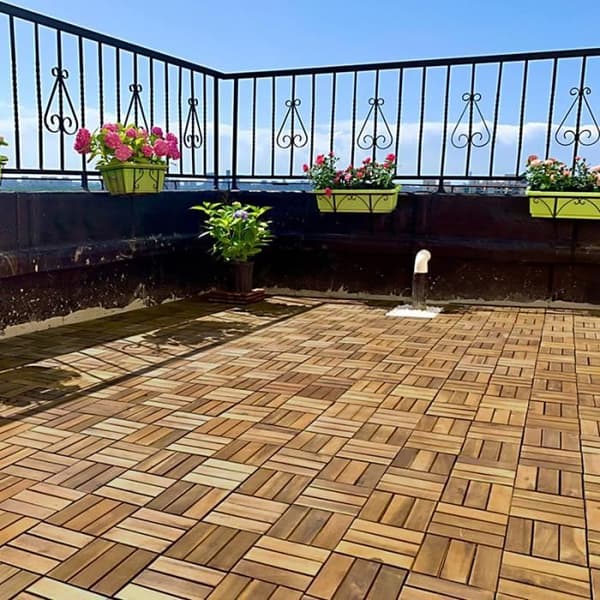 YUENFONG Exteriört trägolvgaller för terrass, Exteriört trägaller, för balkongterrass, 30 x 30 cm - 11 Styck