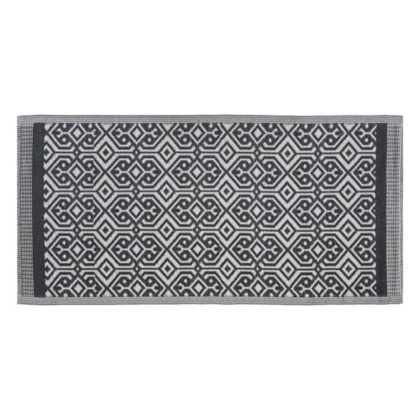 Geometrisk utomhusmatta 90 x 180 cm Atmosphera - Mandala Svart