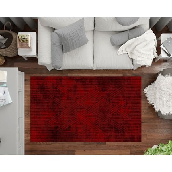 Matta - FISUN - Röd - 160x230 cm - Halkskydd - Maskintvättbar - Modern