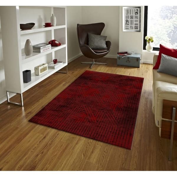 Matta - FISUN - Röd - 160x230 cm - Halkskydd - Maskintvättbar - Modern