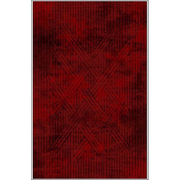 Matta - FISUN - Röd - 160x230 cm - Halkskydd - Maskintvättbar - Modern