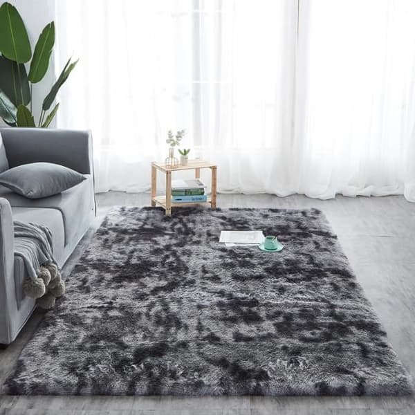 TEMPSA 160x80cm Vardagsrumsmatta Sovrum Shaggy Lång Mockamatta Fluffig matta Halkfri matta Golvmatta Mörkgrå
