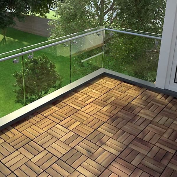 XMTECH 11 stycken Golvplattor, 30x30cm, Golv för utomhus trä-Trädgård terrass plug-in, Ljusbrun 12 ränder