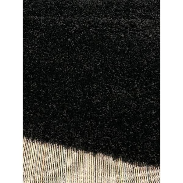 Modernt litet mjukt mattor - Shaggy Plus - Svart - 120x120 cm - Rund - Inomhus - MATTAN