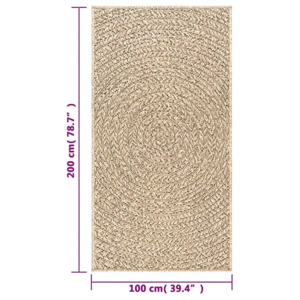 gulvtæppe ZIZUR 100x200 cm jute-look indendørs og udendørs