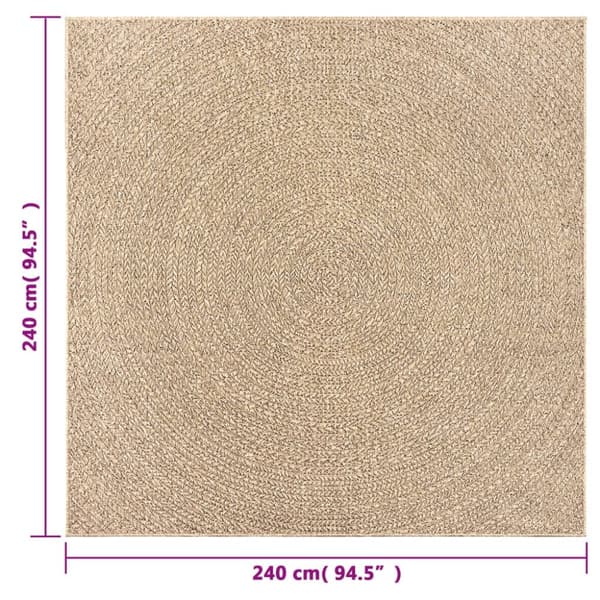 gulvtæppe ZIZUR 240x240 cm jute-look indendørs og udendørs