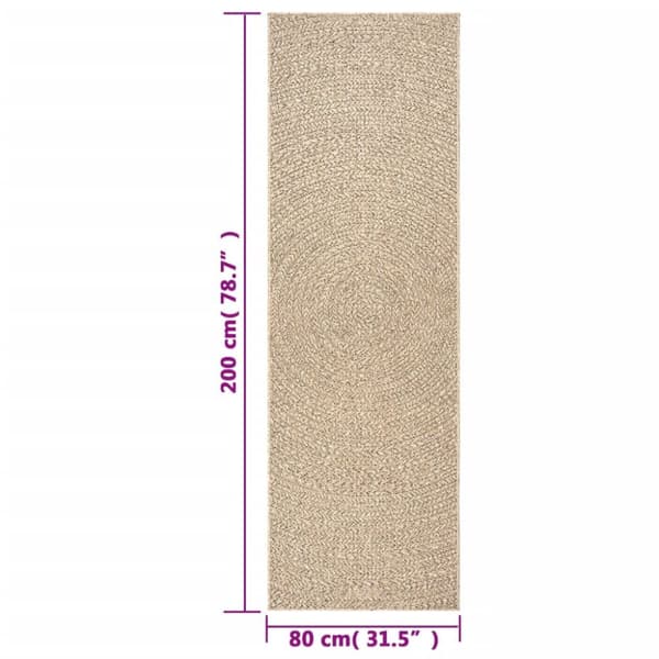 gulvtæppe ZIZUR 80x200 cm jute-look indendørs og udendørs