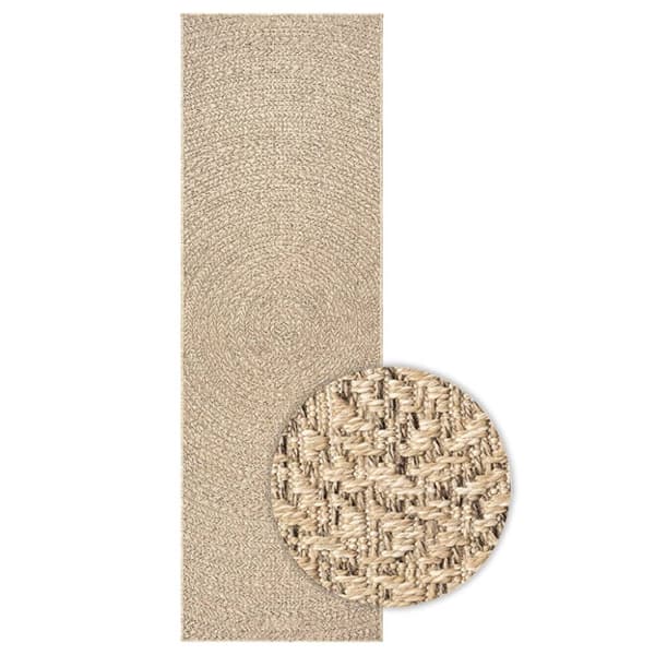 gulvtæppe ZIZUR 80x200 cm jute-look indendørs og udendørs