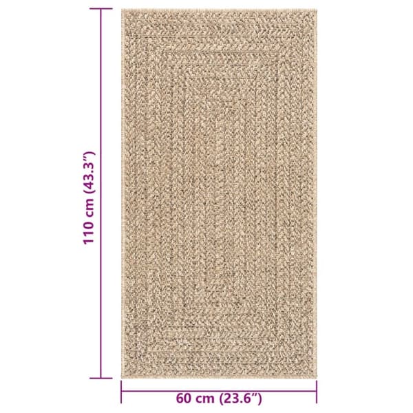 gulvtæppe ZIZUR 60x110 cm jute-look indendørs og udendørs