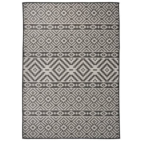 fladvævet udendørstæppe 120x170 cm stribet sort