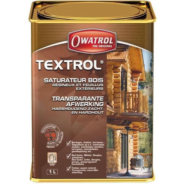 OWATROL TEXTROL Exteriör trämättare baserad på naturliga vegetabiliska oljor för trädgårdsmöbler Exteriör träbeklädnad Inco