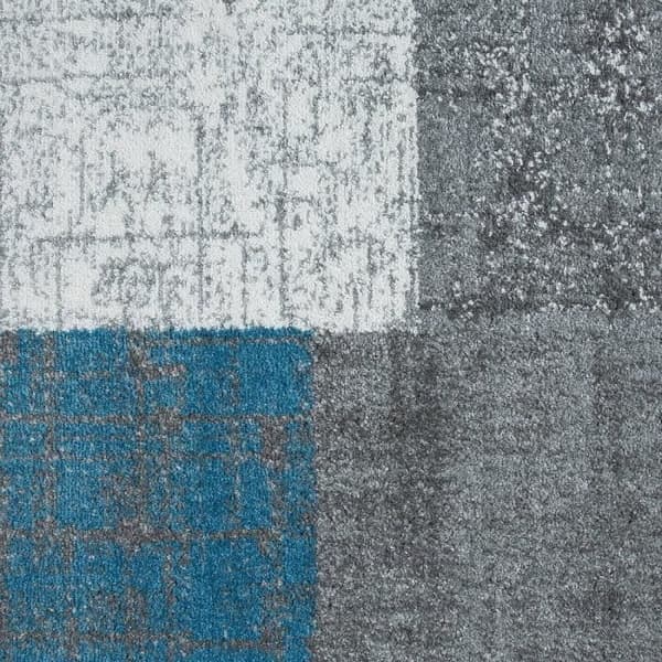 Grå vit turkos kaklad vardagsrumsmatta - VIMODA - 80x150 cm - Fyrkantig - Modern