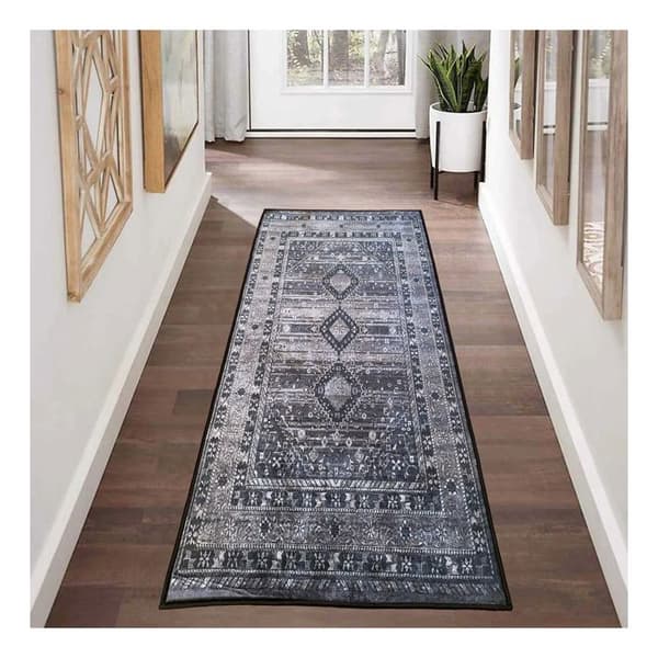 Matta - MAGHREB - Antracit - 80x150 cm - Syntetisk - Halkskyddande - Maskintvättbar