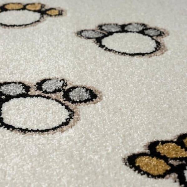 Barnmatta 200x290 rektangel vävd gräddfärgad djurmönster SWEETLION