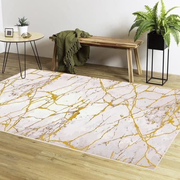 Gul marmoreffektmatta 120x180cm