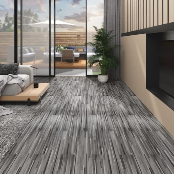 Ej självhäftande PVC-golvplankor 5,26 m² 2 mm grårandig