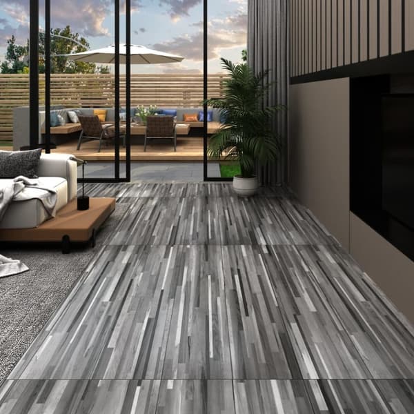 Självhäftande PVC-golvplankor 5,21 m² 2 mm grårandig
