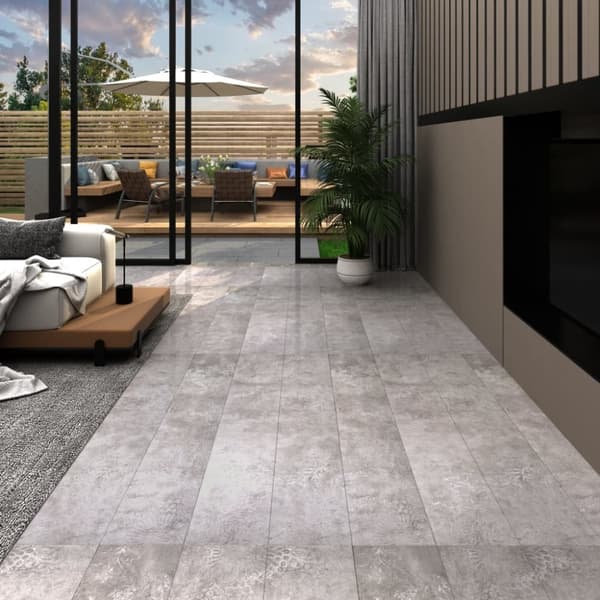 Självhäftande PVC-golvplankor 5,21 m² 2 mm jordgrå