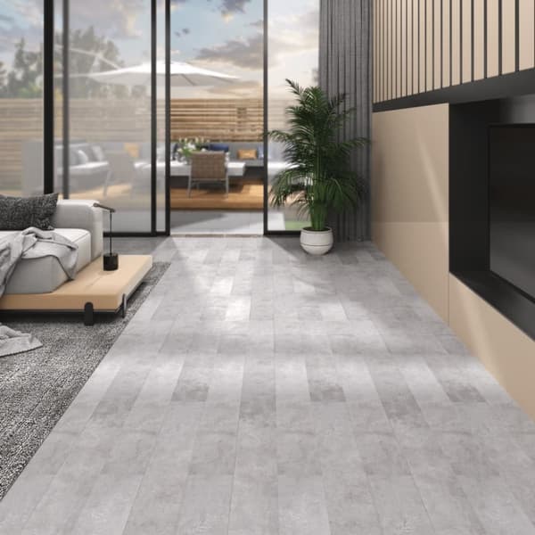 PVC-golvbrädor 5,02 m² 2 mm självhäftande jordgrå