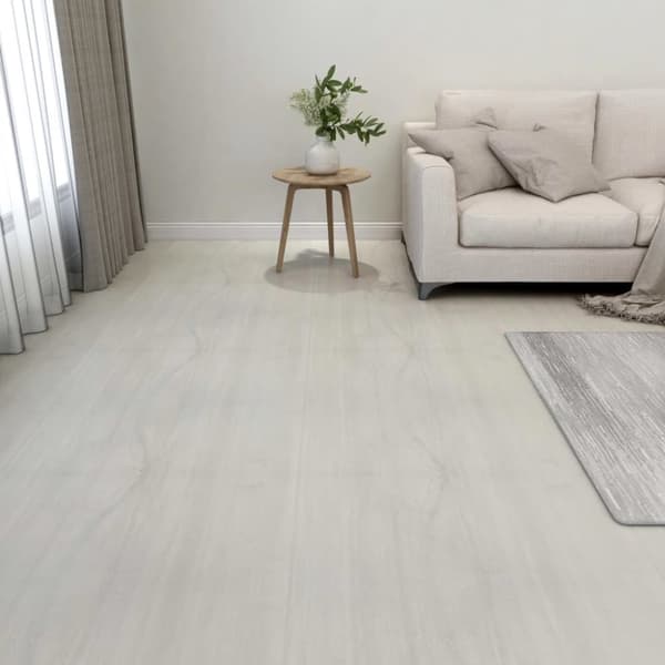 Självhäftande golvplankor 55 st PVC 5,11 m² gräddvit