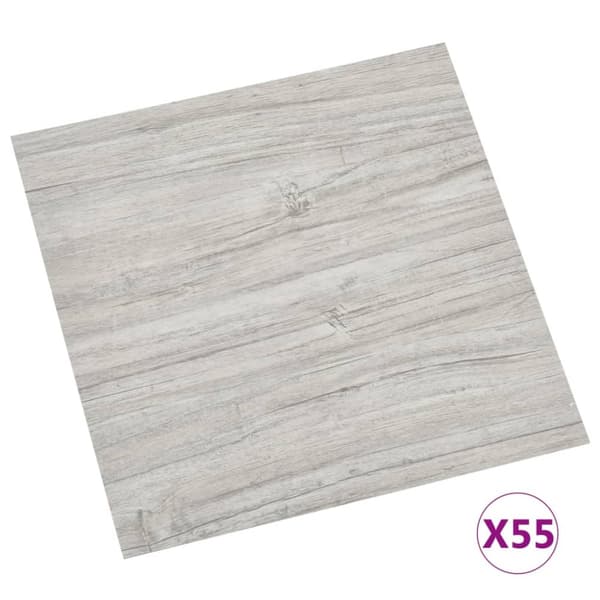 Självhäftande golvplankor 55 st PVC 5,11 m² ljusgrå