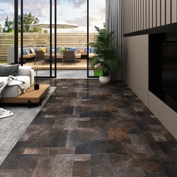 PVC-golvbrädor självhäftande 5,11 m² trästruktur brun