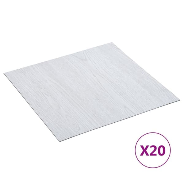 Självhäftande golvplankor 20 st PVC 1,86 m² vit