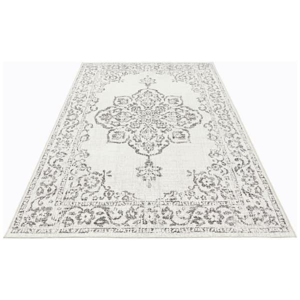 Orientalisk och klassisk strandmatta - Grå - Kräm - 160x230