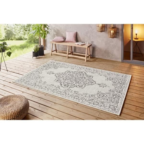 Orientalisk och klassisk strandmatta - Grå - Kräm - 160x230