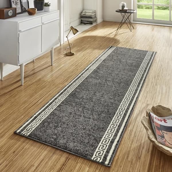 Modern geometrisk grå matta - Märke C449 - 470208 - 80x350 cm