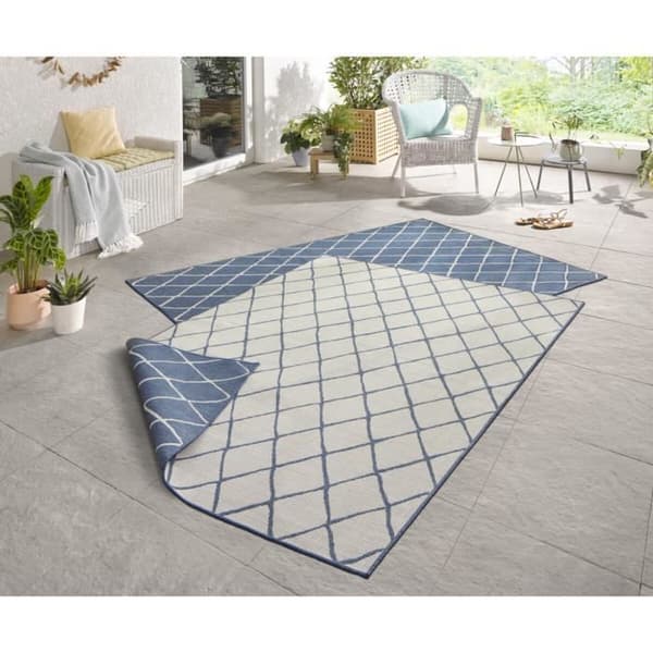Modern och geometrisk tvillingmatta, blå, 120x170 C03-474519