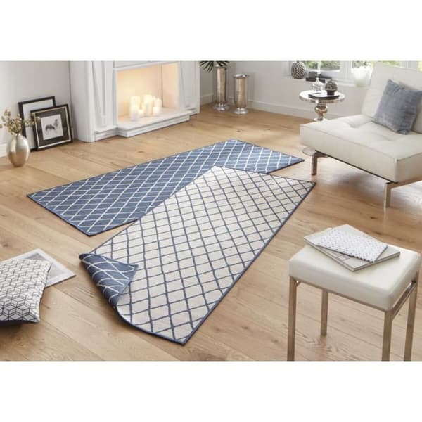 Modern och geometrisk tvillingmatta, blå, 120x170 C03-474519