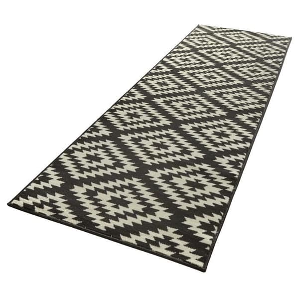 Modern Geometric Basic Matta - Svart - 80x450 - Syntet - Modern - Rektangulär