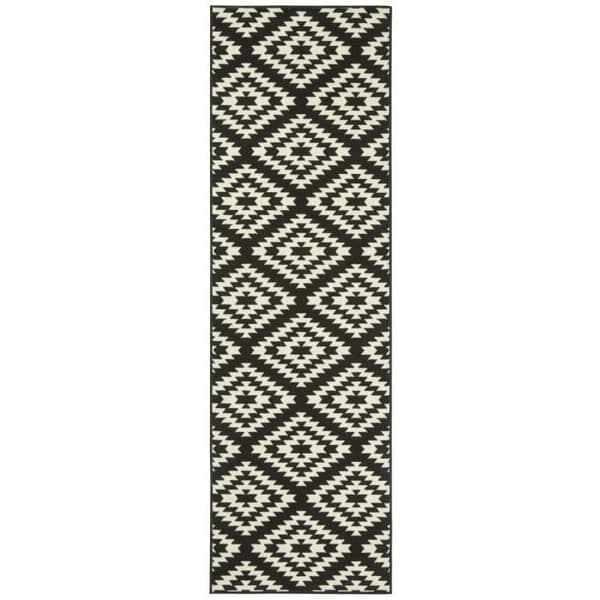Modern Geometric Basic Matta - Svart - 80x450 - Syntet - Modern - Rektangulär