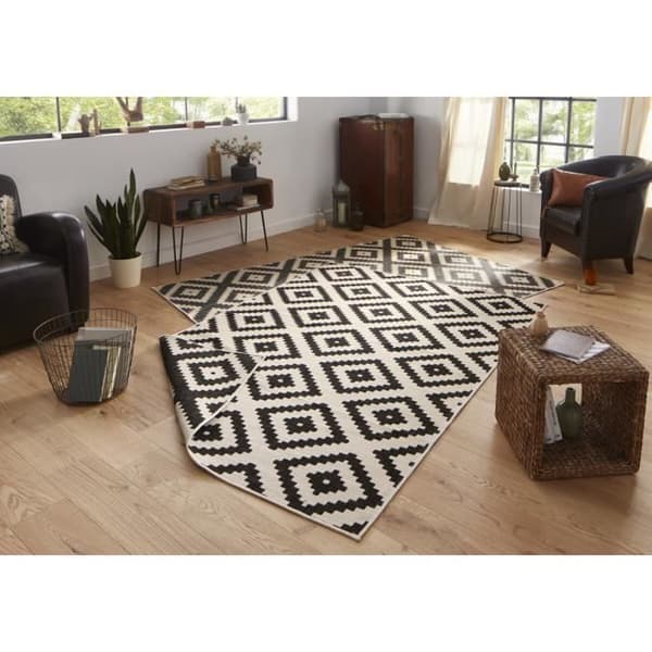 Modern svart geometrisk matta - C03-474509 - 120x170 - Rektangulär - Syntet