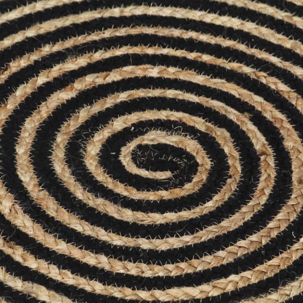 håndlavet jutetæppe med spiraldesign 150 cm sort