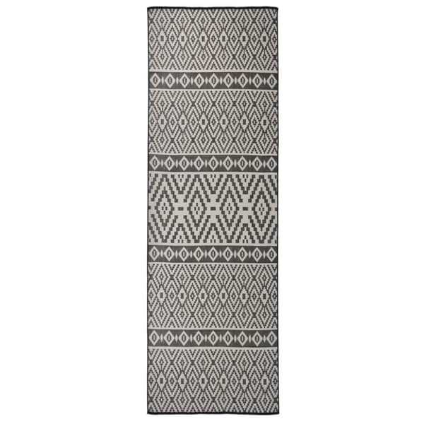fladvævet udendørstæppe 80x250 cm stribet sort