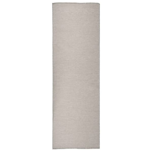 fladvævet udendørstæppe 80x250 cm gråbrun