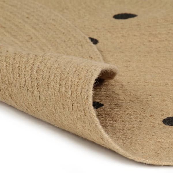 håndlavet tæppe med polkaprikker jute 90 cm