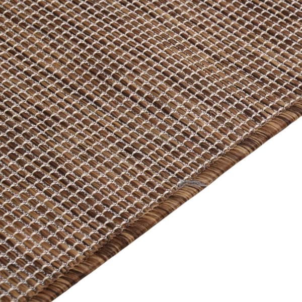 fladvævet udendørstæppe 100x200 cm brun