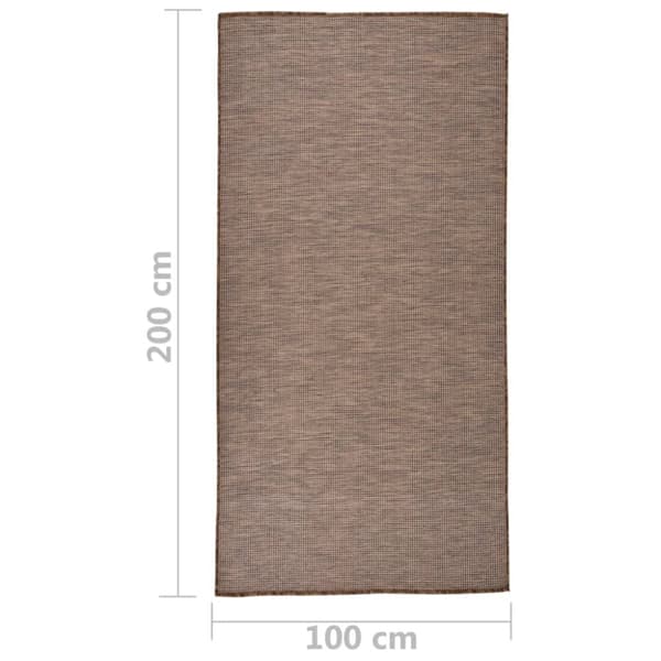 fladvævet udendørstæppe 100x200 cm brun