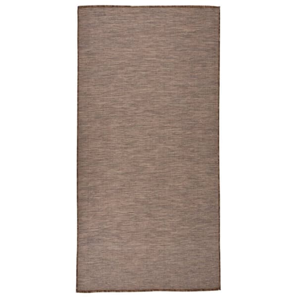 fladvævet udendørstæppe 100x200 cm brun