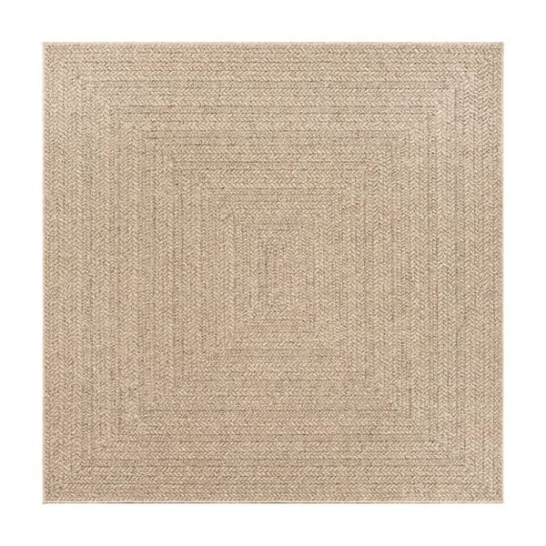 gulvtæppe ZIZUR 120x120 cm jute-look indendørs og udendørs